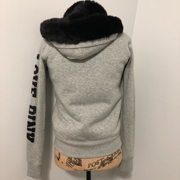 SOLD {PINK VS} Fur Lined Zip-Up Sweatshirt - Picture 5 of 7